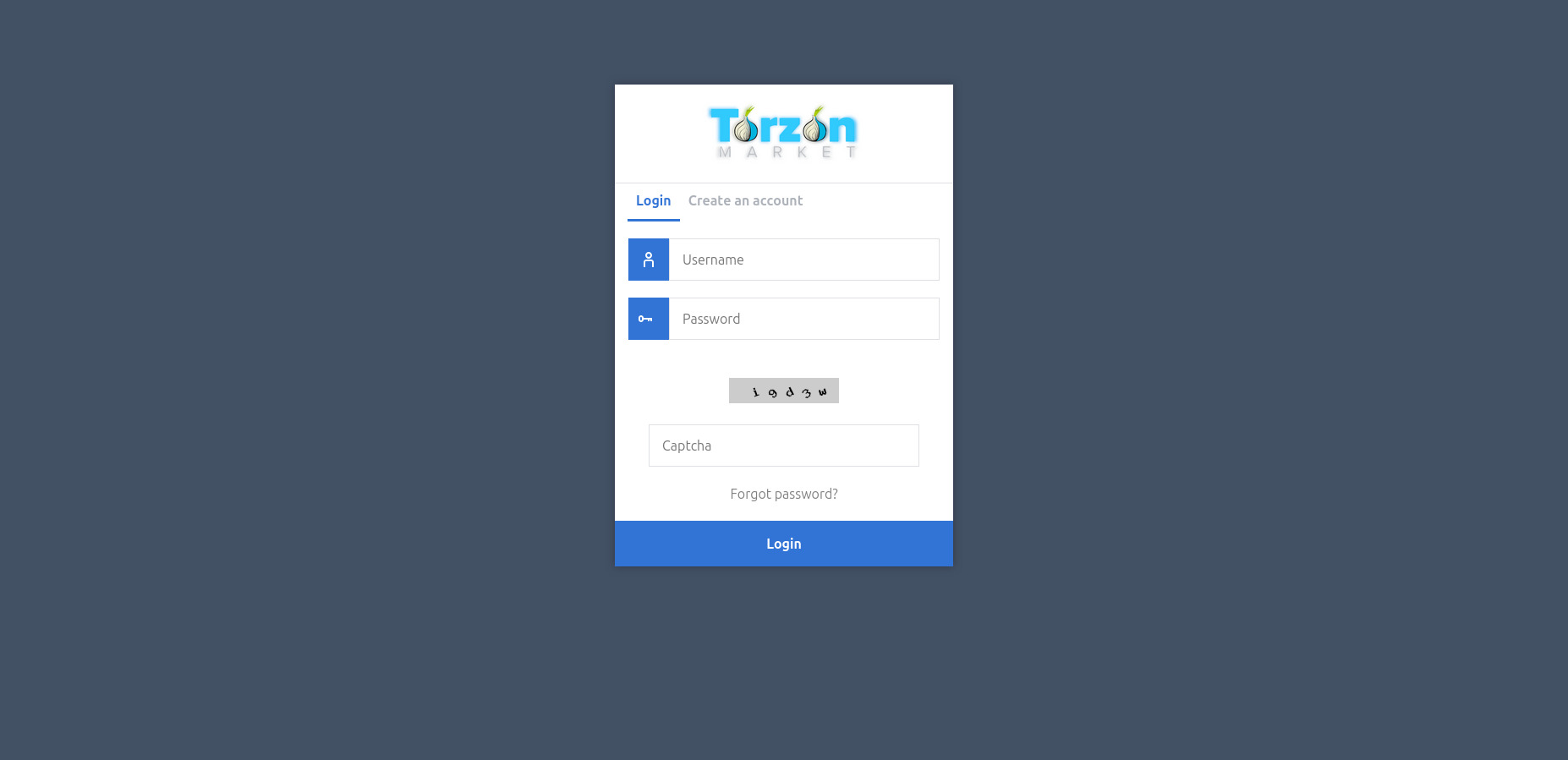 TorZon Marketplace Login Interface